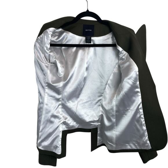 Smythe Duchess Wool Classic Peak Lapel Single Breasted Blazer Jacket Green Sz 2 - Picture 7 of 11